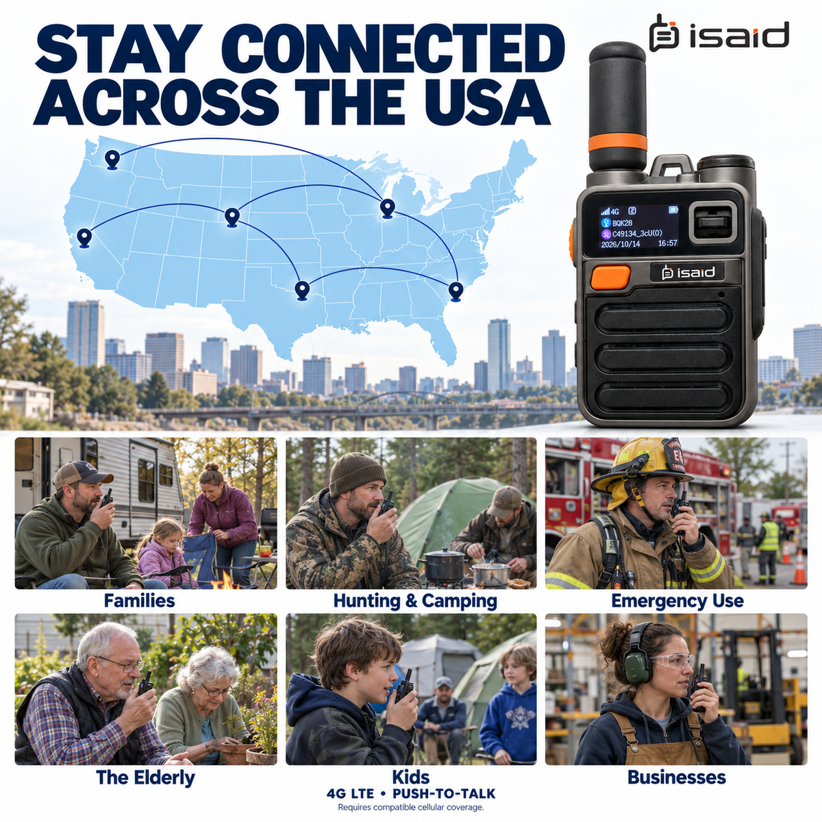 Isaid Radios K28 – Nationwide LTE Push-to-Talk Walkie-Talkie